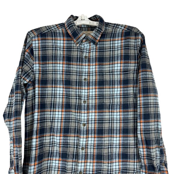 St Johns Bay Mens Button Down Plaid Flannel Shirt Long Sleeve Cotton Navy - Picture 3 of 7